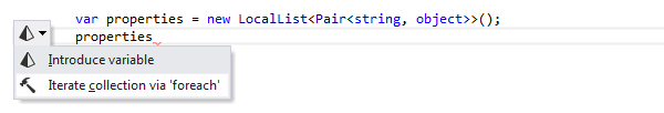 01に対するコーディング支援コンテキストアクション Coding Assistance Context Actions foreach 01