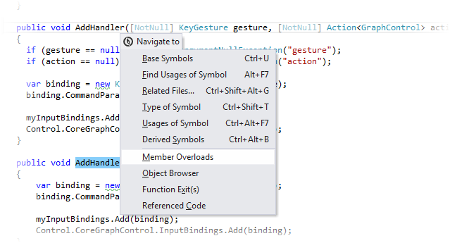 メンバーのオーバーロードへのナビゲート Navigating to overloads of a member