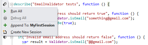 エディターからのJasmine単体テストスイートの実行 Running a Jasmine unit test suite from the editor