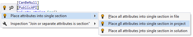 複数の属性のクイックフィックス Multiple attributes quick-fix