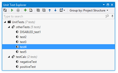 ユニットテストエクスプローラーはソリューション全体からのテストを表示します Unit Test Explorer displays test from the entire solution