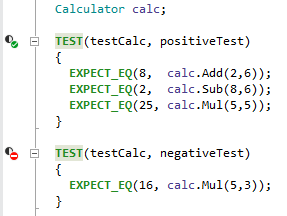 ReSharperは単体テストのさまざまな指標をエディターに表示します ReSharper shows different indicators for unit tests in the editor