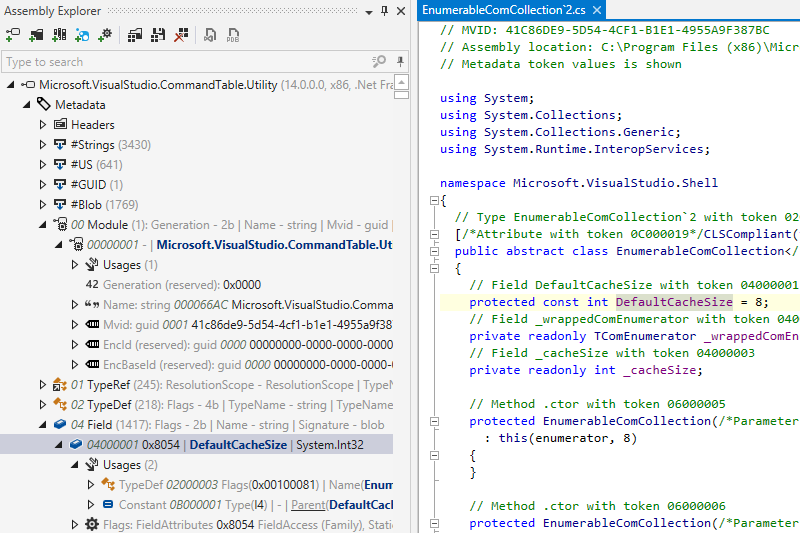 dotPeekによるアセンブリメタデータの調査 Exploring assembly metadata with dotPeek
