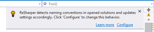 ReSharper: 命名規則の自動検出通知 ReSharper: Naming rules auto-detection notification