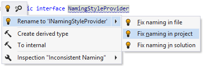命名スタイルの違反に対するクイックフィックス Quick-fix for naming style violation