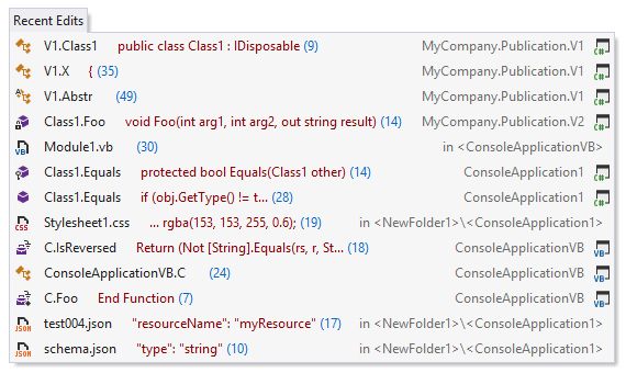 最近変更されたアイテムへの移動 Navigating to recently modified items