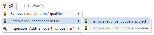 冗長コードのクイックフィックスを削除する Remove redundant code quick-fix