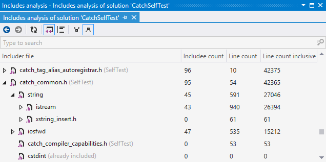 ReSharper分析を含む - インクルードビュー ReSharper Includes analysis - Includers view