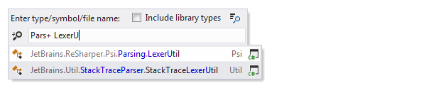 ReSharper: 検索にワイルドカードを使用する ReSharper: Using wildcards in search