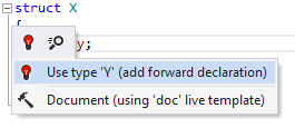 ReSharper: 前方宣言のクイック修正を追加 ReSharper: Add forward declaration quick-fix