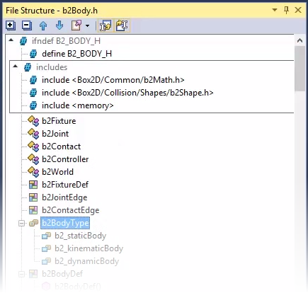 C++ファイルのファイル構造の表示 Viewing file structure of a C++ file
