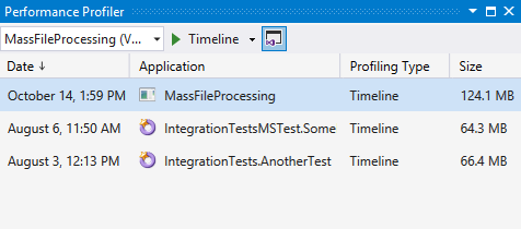 パフォーマンスプロファイラウィンドウリスト performance profiler window list