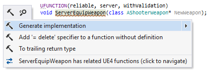 ReSharper: UE4 リモートプロシージャコールサポート ReSharper: UE4 remote procedure calls support