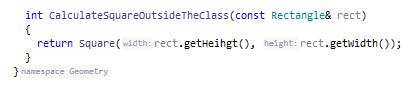 ReSharper C++: パラメータと名前空間の名前のヒント ReSharper C++: parameter and namespace name hints