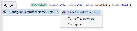 ReSharper: Alt + Enterメニューからパラメータ名のヒントを設定する ReSharper: configuring parameter name hints from the Alt+Enter menu