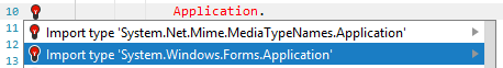 ReSharper: インポートする名前空間を選択する ReSharper: choosing a namespace to import