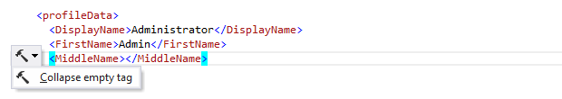 ReSharper: XMLの「空のタグを折りたたむ」コンテキストアクション ReSharper: 'Collapse empty tag' context action in XML