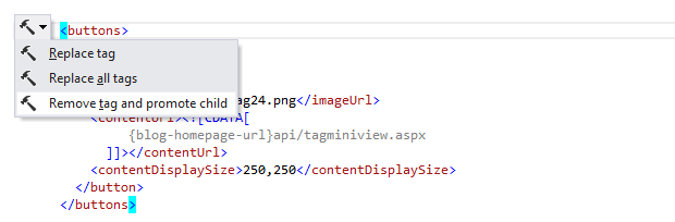 ReSharper: XMLの「タグを削除して子を昇格する」コンテキストアクション ReSharper: 'Remove tag and promote children' context action in XML