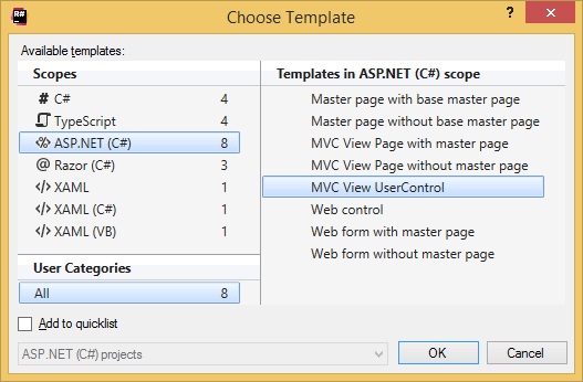 テンプレートの選択ダイアログはファイルとサラウンドのテンプレートを選択できます 'Choose Template' dialog helps selecting file and surround templates