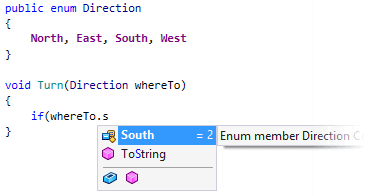 等価/フラグチェックを生成するための列挙型メンバーの完成 Completing enum members to produce equality/flag checks