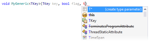 メソッドパラメータの使用箇所から型パラメータを作成する Creating type parameter from usage in method parameters
