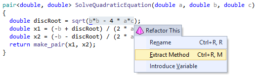 C++での抽出方法: 表現を選択する Extract method in C++: Selecting expression