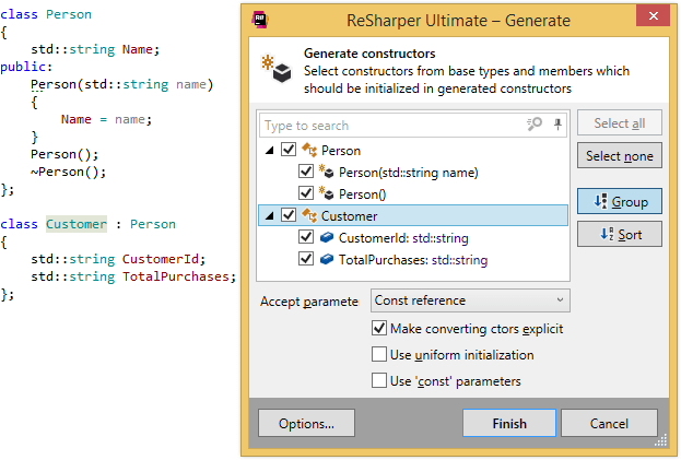 C++クラスのコンストラクターを生成する Generating constructors for C++ class