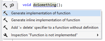 関数の実装の生成 Generating implementation for a function