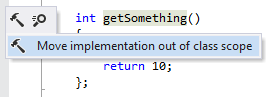 実装をクラススコープからソースファイルに移動する Moving implementation out of class scope to the source file