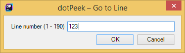 dotPeek: 線ダイアログに移動 dotPeek: Go to Line dialog