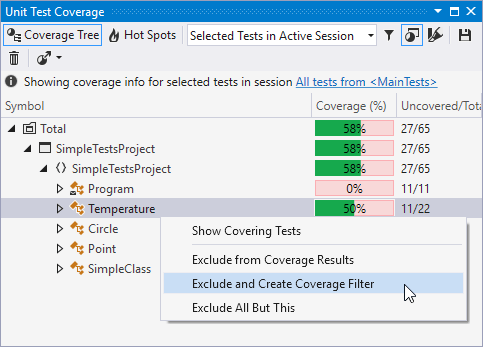 dotCoverカバレッジ結果からノードを除外する Excluding nodes from dotCover coverage results