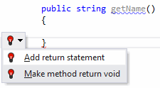 ReSharper: 忘れられたメソッドがクイックフィックスを返す ReSharper: Forgotten method return quick-fix