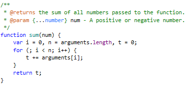 JSDocコメントの強調表示 Highlighting of JSDoc comments