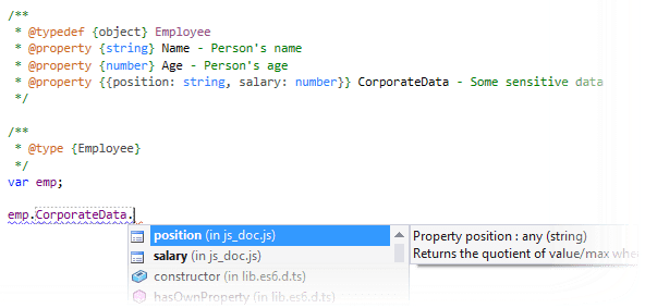 JSDoc型のコーディング支援 Coding assistance for JSDoc types