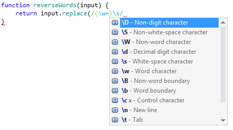 正規表現のコード補完 Code completion in regular expressions