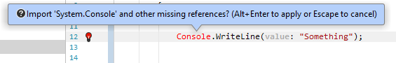 ReSharper: 名前空間インポートのクイックフィックス ReSharper: Namespace import quick-fix