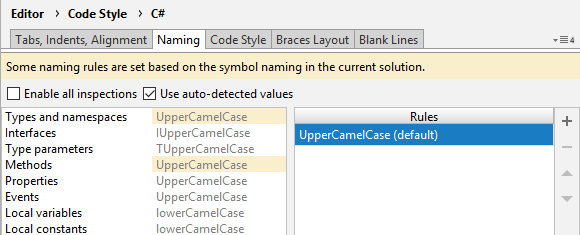 自動設定された命名規則を黄色で強調するReSharper ReSharper highlighting automatically-set naming rules with yellow