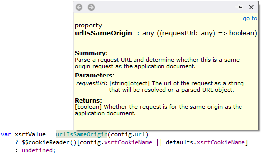 ツールチップにJSDocコメントを表示したReSharper ReSharper showing JSDoc comments in a tooltip