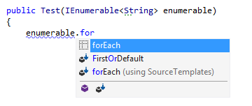 補完リストのソーステンプレート Source template in the completion list
