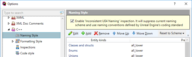 ReSharper: UE4命名規則を適用する ReSharper: Applying UE4 naming conventions