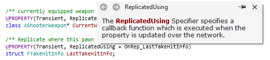 ReSharper: UE4リフレクション指定子のクイックドキュメント ReSharper: Quick documentation for UE4 reflection specifiers