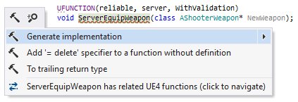 ReSharper: UE4 リモートプロシージャコールサポート ReSharper: UE4 remote procedure calls support