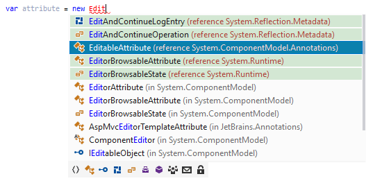ReSharper: コード補完リストの新しい項目 ReSharper: New items in code completion list