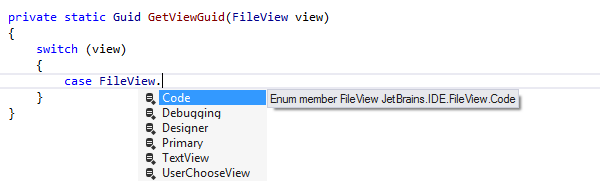 ReSharper: enumメンバーの補完 ReSharper: Completion for enum members