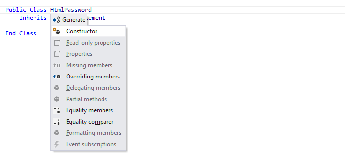 ReSharper:VB.NETでメンバーを生成する ReSharper: Generate members in VB.NET
