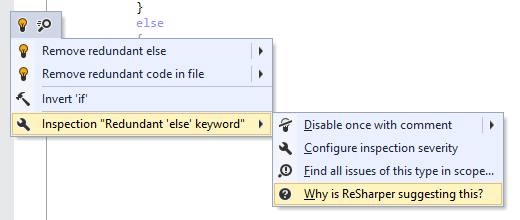 ReSharper: Alt + Enterメニューでインスペクションオプションをコーディングする ReSharper: Code inspection options in Alt+Enter menu