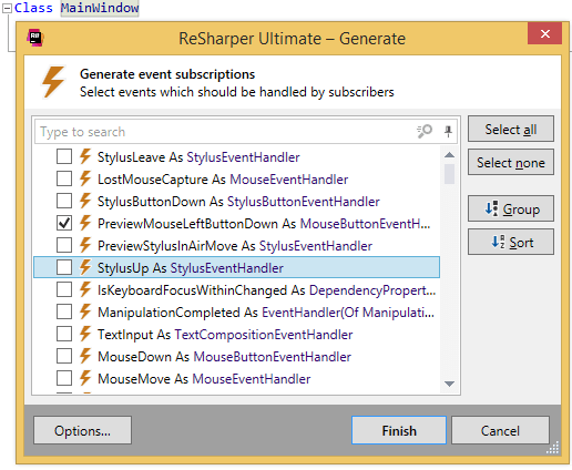 ReSharper:VB.NETでのイベントサブスクリプションの生成 ReSharper: Generating event subscriptions in VB.NET