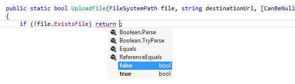 ReSharper: returnステートメントの後のスマート補完 ReSharper: Smart completion after return statement