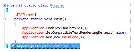 ReSharper: 貼り付けられたコードブロックの名前空間インポートの修正 ReSharper: Namespace import fix for pasted code block