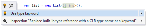 ビルトインタイプの使用スタイルのクイックフィックス Built-in type usage style quick-fix